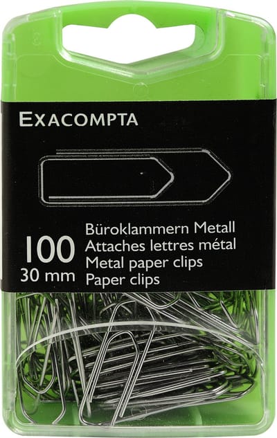 Exacompta 5x Doos met 100 metalen paperclips 30mm - Zilver - 14746E