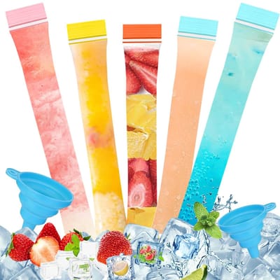Dailygoods- Waterijszakjes 250 stuks - Gekleurde Ijsvormen - BPA-vrij - Herbruikbaar - Met 2 Trechters - Hoogwaardig PE - Ijslollyvormen
