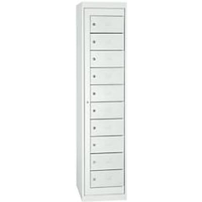 Wasgoedkast, afsluitbaar, met 10 vakken, hoogte 1800 mm, lichtgrijs/lichtgrijs