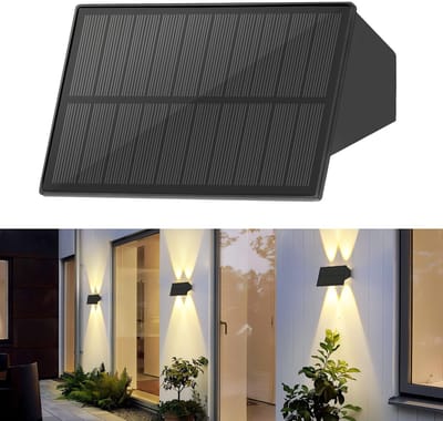 NETTLIFE Solar Wandlamp Buiten - 1 Stuks - Zwart - 3000K Warm Wit Licht - Zonne-energie - Up & Down Tuinverlichting - 1.5W - voor hek | tuin