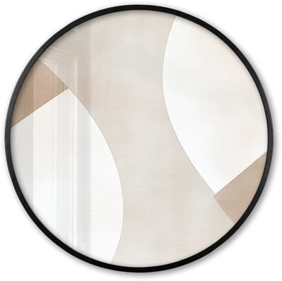 Poster in lijst Rond - Fotolijst 60x60 cm - Posters - Bruin - Japandi - Abstract - Ronde posterlijst zwart - Decoratie - Wanddecoratie woonkamer - Muurdecoratie slaapkamer