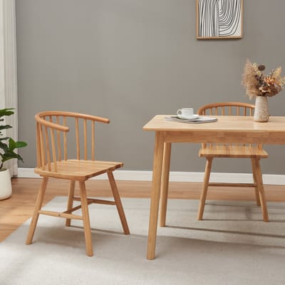 Eetkamerstoel Stami 79x53x47,5 cm set van 2 naturel [en.casa]