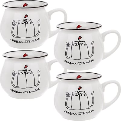 Mokken Keramiek 300 ml 4 stuks - Set - Bekers - Koffiebekers - Kopjes - Koffiemok