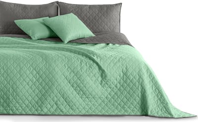 32930 Sprei, 170 x 270 cm, mint, staal, zilver, antracietgrijs, bedsprei, tweezijdig, stiksel, onderhoudsvriendelijk, mint Steel Axel