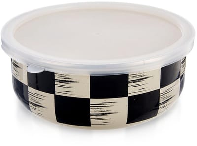 Orion Szachownica - Emalië Kom met Deksel - 15,5 cm - 800 ml - Retro Stijl