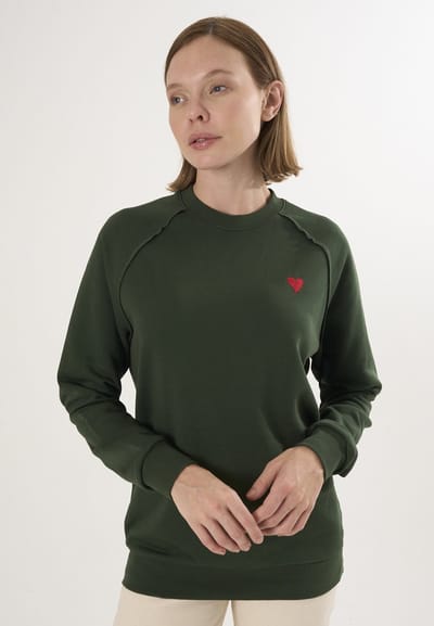 Felix Hardy Basic Sweatshirt Ronde Hals Katoen Dames Groen - M