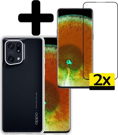 Hoesje - Met 2x Screenprotector - Geschikt voor OPPO Find X5 Pro - Sterk & Shockproof - Back Cover - Siliconen Case - Telefoon Hoes - Telefoonhoesjes - Transparant