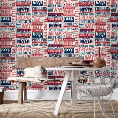 Vliesbehang Friends & Coffee 16608 - Donkerrood - Blauw - Grijs - Zilver - 10,05m X 53cm