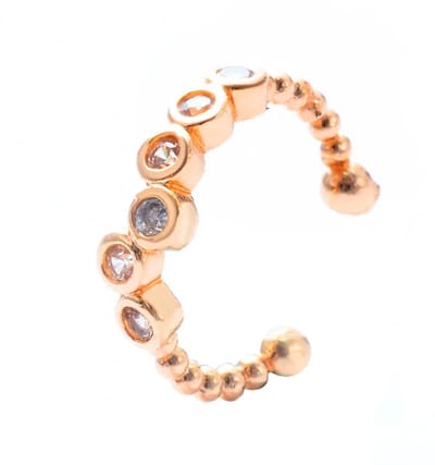 Ear cuff met kleine steentjes in rondjes | goud gekleurd