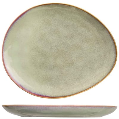 Cosy & Trendy Dinerborden Trentino Groen/Roze - Set van 4 27 x 23 cm Aardewerk - Vaatwasser- & Magnetronbestendig