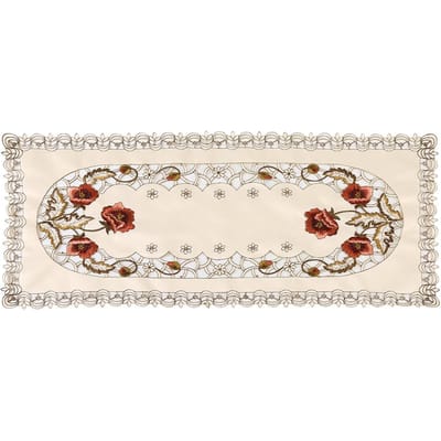 Rode Bloemen Bloem Hol Geborduurde Tafelloper Tafelkleed Cutwork Tafeldecoratie Rechthoek