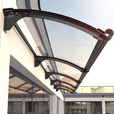 Deurluifel Polycarbonaat - Regenbescherming Afdak - Voordeur Beschermen - UV Regen Sneeuw - 45x150cm - Transparant Zwart