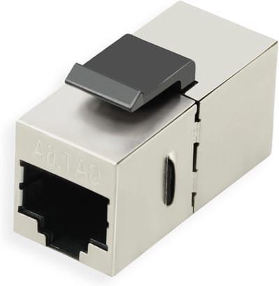 RJ45 Koppelstuk - Keystone Connector - Netwerk Verlengen - Afgeschermde Metaalbehuizing - Cat.6A - Zilverkleuren