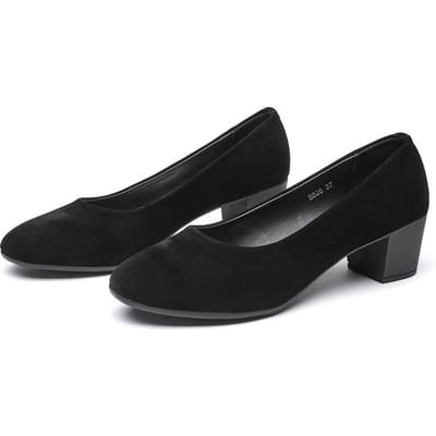 Nouvelles Chaussures d'Affaires pour Femmes en Daim Super Doux 3-5cm Talon Moyen et Bas Chaussures de Princesse Femmes 39 noir