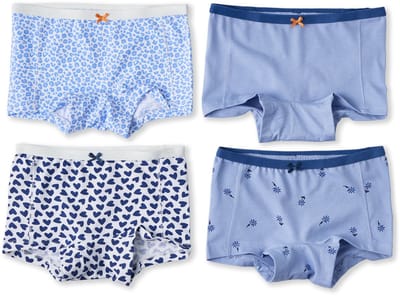 Little Label - meisjes shorts 4 pack - blauw combi - 98-104 / 4Y - extra zachte bio-katoen