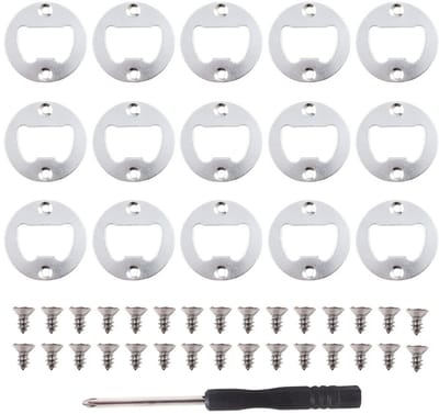Dailygoods- Flesopener 15 Stuks - Bieropener - Inzetstukken - Roestvrij Staal - Doe-het-zelf Kit - Diameter 39,5 mm