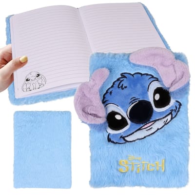 DISNEY Stitch Pluche NOTITIEBOEK lijnen A5 DAGBOEK voor kinderen SCHOOLSCHRIFT