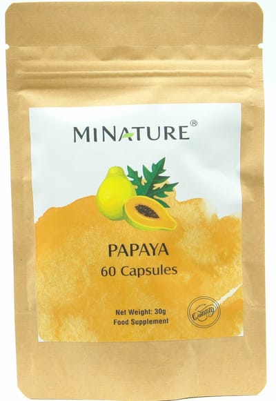 Papaya Capsules 60 stuks - 450mg Poeder van Carica Papaja Bladeren per Vegan Capsule - 100% Plantaardig