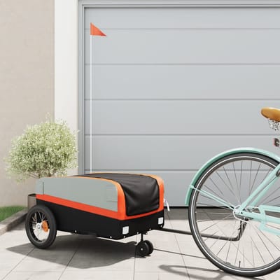 vidaXL - Fietstrailer - 30 - kg - ijzer - zwart - en - oranje