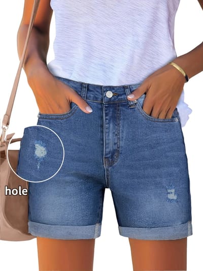 Livano Korte Broek Dames - Spijkerbroek - met Zakken - Volwassenen - Jongens - Shorts - Blauw - Maat S
