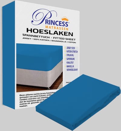 Het Ultieme Zachte Hoeslaken- Jersey -Stretch -100% Katoen -80x200x30cm-Blauw