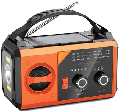 20.000mAh Draagbare Noodweerzender – Handkruk & Zonne-energie – AM/FM/NOAA Radio met Zaklamp, Kompas, SOS Alarm, 2 Zonnepanelen & Telefoon Powerbank – Voor Kamperen, Outdoor en Survival