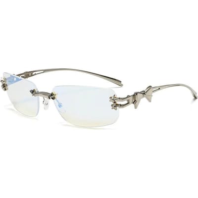 Modieuze Randloze Zonnebril Dames Metalen Frame Unisex UV400 Bescherming Zomerbril High-End Brillen