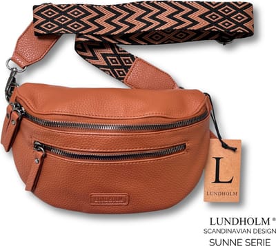 Lundholm heuptasje dames - fanny pack dames festival tasje - cadeau voor vriendin - dubbele rits | Scandinavian Design - Sunne Serie Cognac