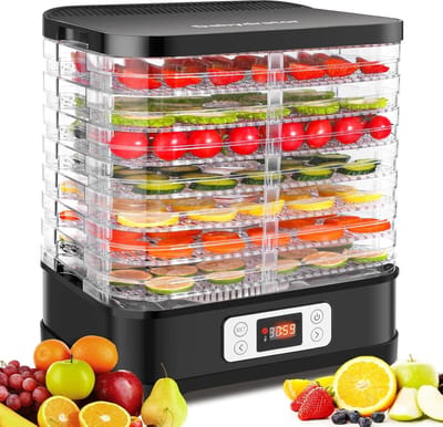Voedseldroger - Fruitdroger - Gezonde Snacks Maken - 8 Ruime Lagen - 400 Watt - Zwart