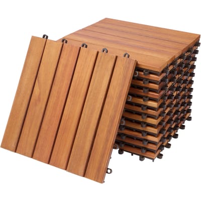 Terrastegels, eucalyptushout, set van 11, tuintegels, 30 x 30, balkontegels