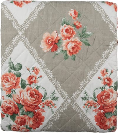 Clayre & Eef Bedsprei 240x260 cm Grijs Roze Katoen Bloemen