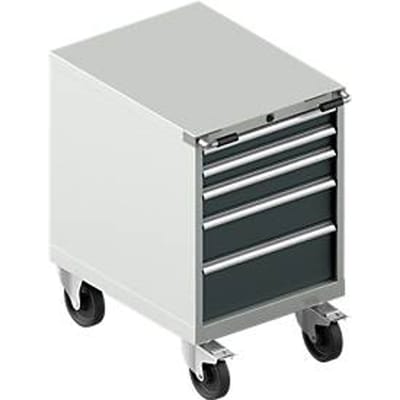 Schäfer Shop Select Mobiele gereedschapskast WSK 27-36, 5 laden, H 920 mm, enkele vergrendeling, staal, 200 kg max. belasting, lichtgrijs/antracietgrijs