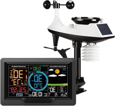 Weerstation Buiten - Weer Monitor - Weersvoorspelling Thuis - Draadloze Sensor - LCD Kleurendisplay - Zwart