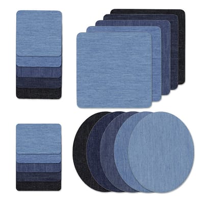 QTTVBTNA -20 strijkbare denim patches – Binnenkant, blauwe tinten, voor reparatie en decoratie van jeans