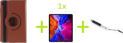 Book Cover Geschikt voor: Samsung Galaxy Tab A7 10.4 (2020) Multi Stand Case - 360 Draaibaar Tablet hoesje - Tablethoes - Bruin + 1x Screenprotector + Stylus