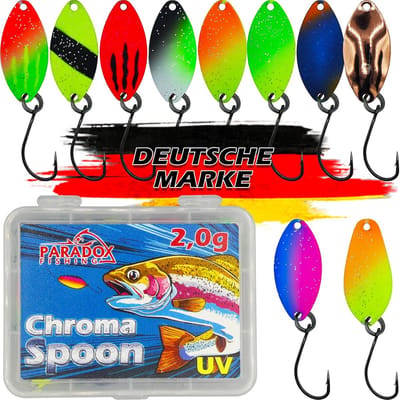 Set van 10 Forel Lepels (2.5g) Inclusief Lepel Box en 5 Draaiophangers - Kunstaas voor Forelvissen