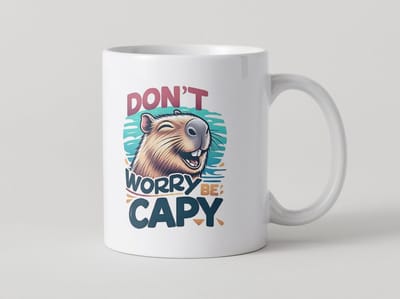 Mok Don’t Worry Be Capy – Grappige Capibara Beker 330ml | Humor Koffiemok voor Dierenliefhebbers