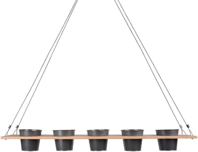 UNUS® Kruidenbar, hangend kruidenrek en kruidenhouder van bamboe - 100x16 cm grijs - hangende Kruidenbak - Verticaal Plantenrek voor Keuken, Balkon en Terras - ook voor het raam