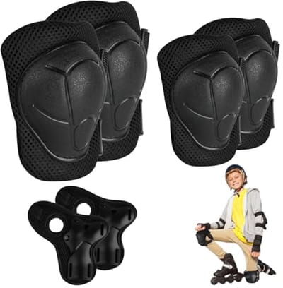 Verstelbare 6-in-1 Beschermerset voor Kinderen - Knie-, Elleboog- en Polsbeschermers voor Skaten en Scooters