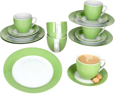 MamboCat 18-delig koffieservies VARIANT GROEN 6 personen porselein