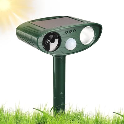 Ultrasone Dierenafschrikker met Bewegingssensor - Waterdicht en Zonne-energievoeding voor Tuinvogels en Zoogdieren