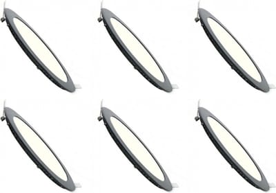 LED Downlight Slim 6 Pack - Inbouw Rond 6W - Dimbaar - Natuurlijk Wit 4200K - Mat Zwart Aluminium - Ø120mm