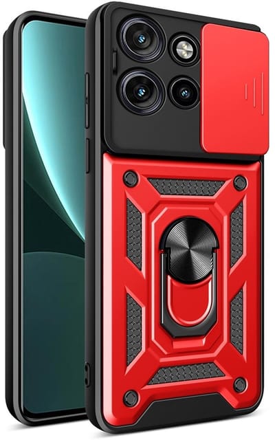 Coverup Hoesje - Geschikt voor Motorola Edge 50 Neo Hoesje - Coverup Armor Ring Kickstand Back Cover met Camera Shield - Rood