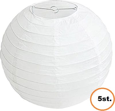 5 stuks witte lampion 35 cm
