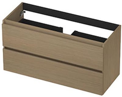 INK - Onderkast 2 Laden Greeploos met Houten Keerlijst - 1000x400x520 Mm - Olijf Eiken