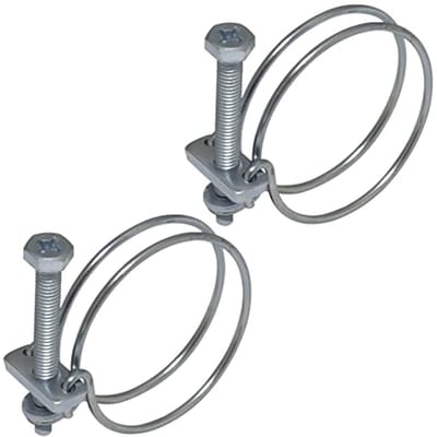 Set van 2 dubbele draadklemmen 42-47 mm - Staal - Zilver - Geschikt voor Luchtkanalen en Ventilatieslangen