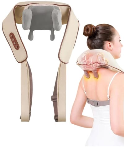 Belle's product- Schoudermassageapparaat - Draagbaar & oplaadbaar 6D Shiatsu nek- en schoudermassageapparaat met warmtefunctie - Diepweefselmassage voor rug - Pijnverlichting en ontspanning-Belle's product