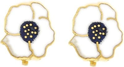 Behave - Oorclips dames - bloemmotief - wit - 1,5 cm