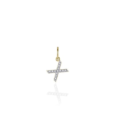 Gisser Jewels - Hanger excl. Collier - Letter X gezet met Zirkonia - 8mm - Geelgoud Verguld Zilver 925