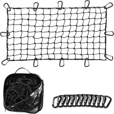 Heavy-Duty Bungee Bagagenet voor Pick-up Truckbed - 4x6ft Uitrekbaar tot 8x12ft - Inclusief 12 Clips en Opbergtas